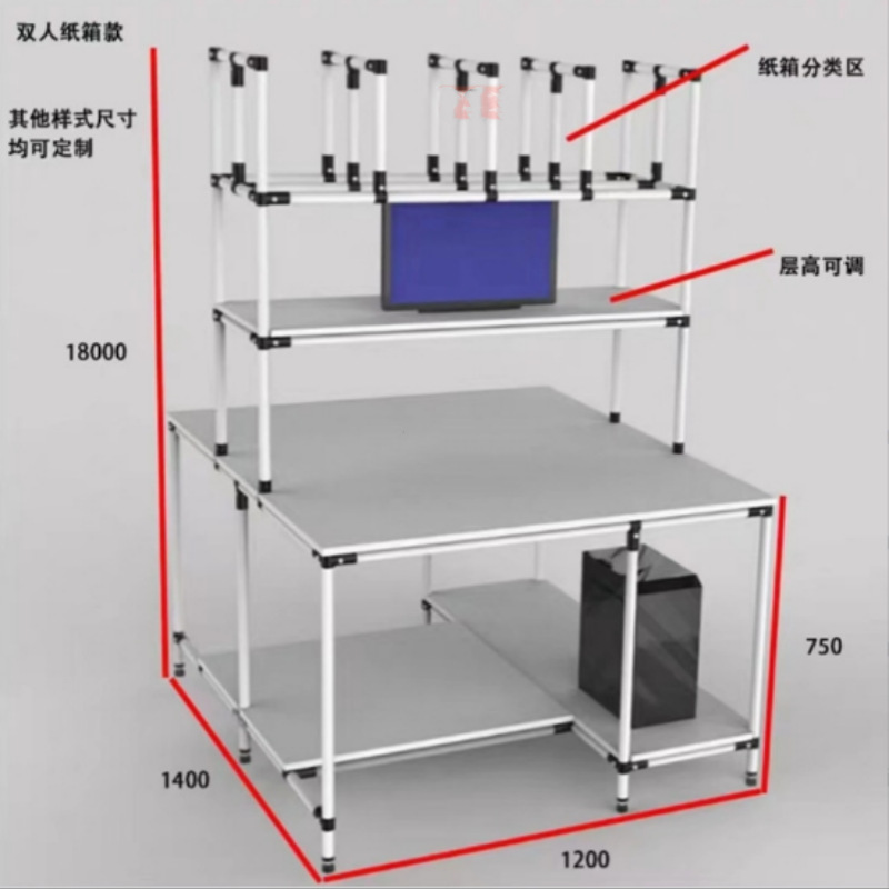 电商打包台快递包装作业操作台物流仓库发货打包桌精益管工作台