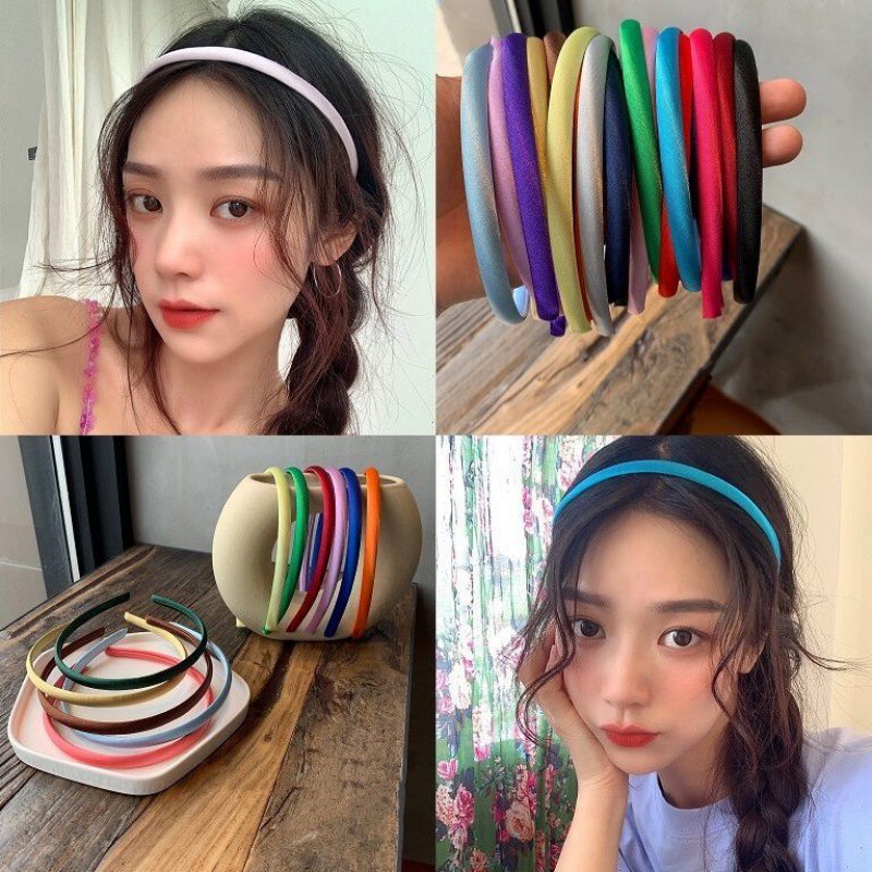 Ins South Korea Fine Candy Colorful Fresh Satin Hair Band All-Match Internet Celebrity Same Style Jelly Color Hair Band Hair Accessories