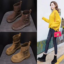 厚底马丁靴女2025年新款秋季女鞋休闲时尚中筒靴小个子增高短靴女