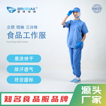 食品洁净服分体式套装食品工作服厂家短袖蓝色分体防静电