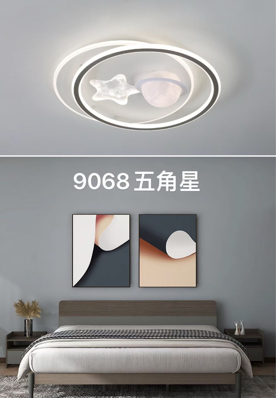 Luz de techo moderna simple LED luna red roja protector de ojos estrellas amor lámpara de dormitorio redonda lámpara de habitación infantil