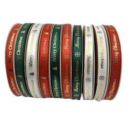 1cm跨境热卖圣诞丝带 高品质热固烫金伴手礼彩带圣诞装饰织带现货