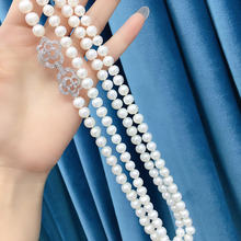 天然淡水珍珠毛衣链项链白色款式新颖别致适合任何时候的你百搭潮