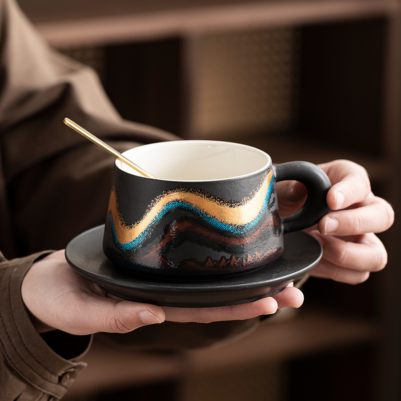 高颜值下午茶咖啡杯陶瓷杯马克杯送礼咖啡杯拉花杯活动礼品情侣杯|undefined