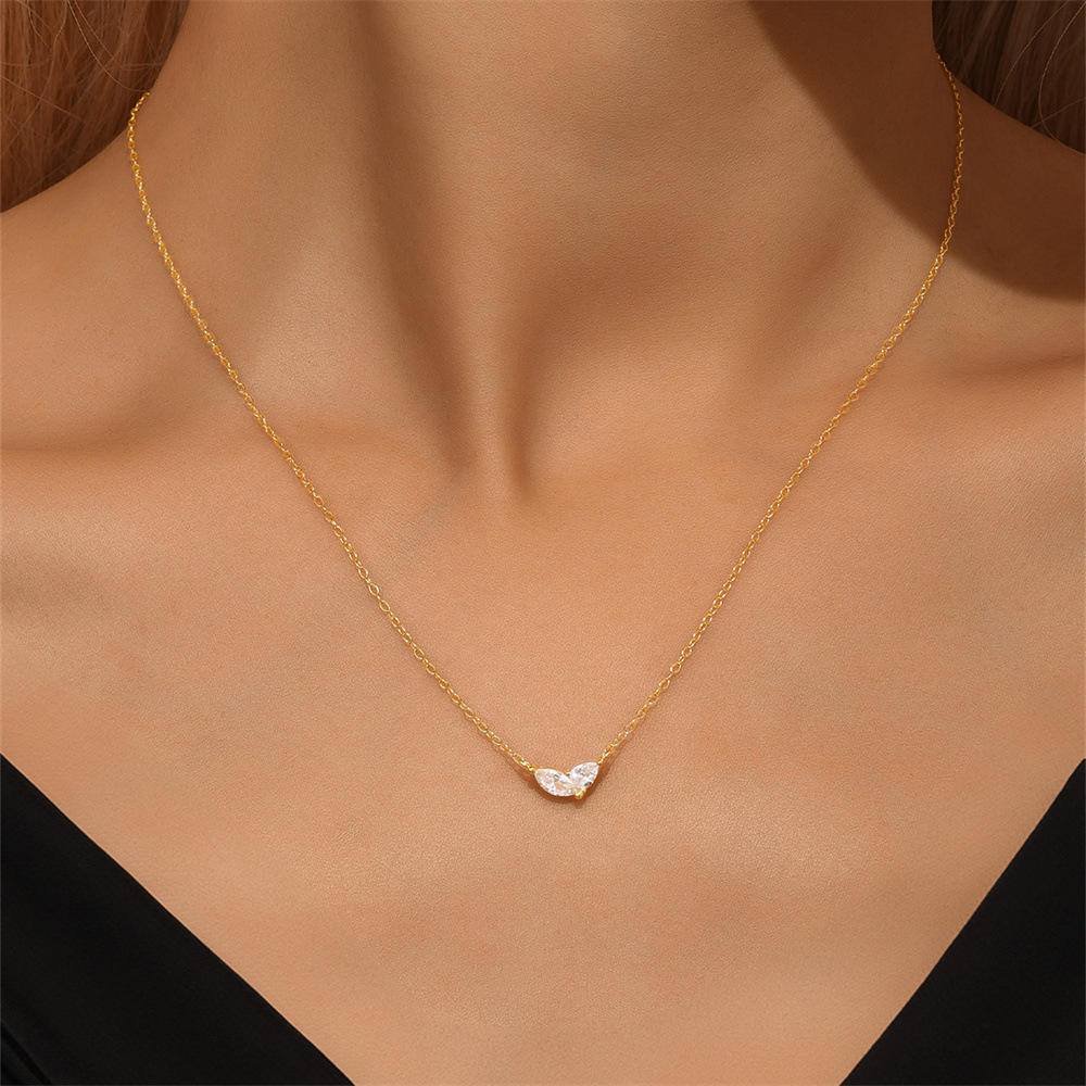 cable chain Chain Type Daily Occasion 925 Sterling Silver Geometric Zircon 925 Sterling Silver Cable Chain Pendant Necklace