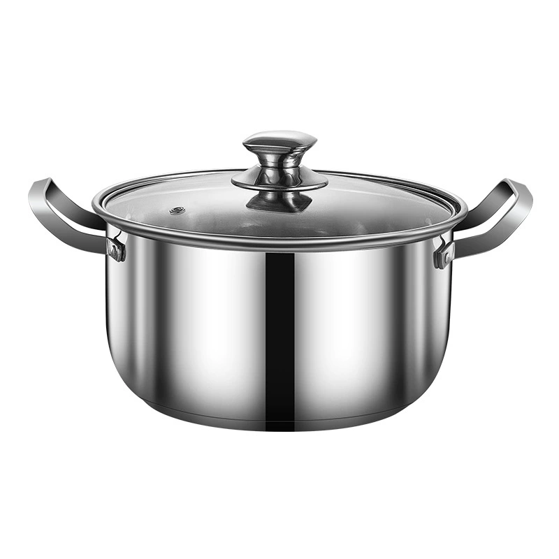 Кастрюля Stock Pot из нержавеющей стали для супов и рагу, индукция/газ, толстостенная, большой объём, 22/24/26 см