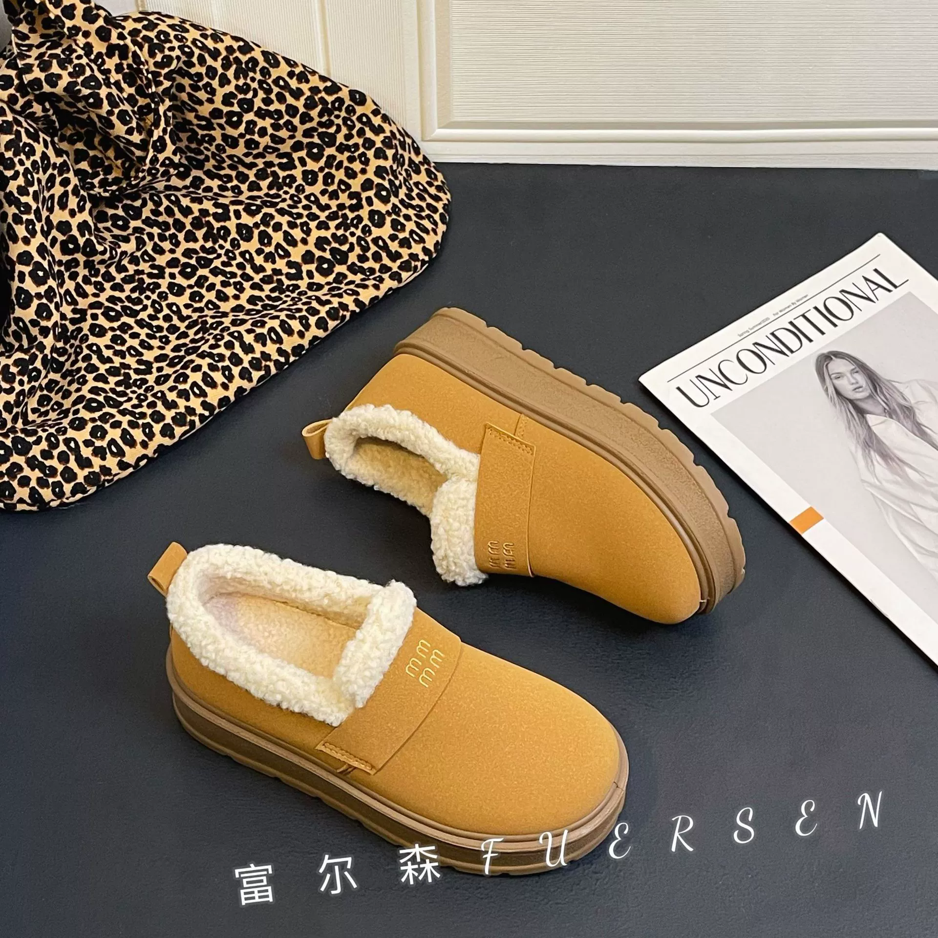 Birkenn обувь на толстой подошве снегоступы женские 2024 новые бархатные модные кексы одна педаль маленький хлопок D11