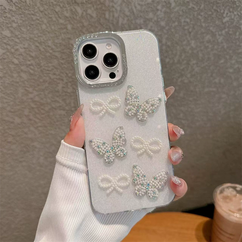 Чехол для телефона (Apple) iPhone 11–17 серии, 3D‑бантик, противоударная защита