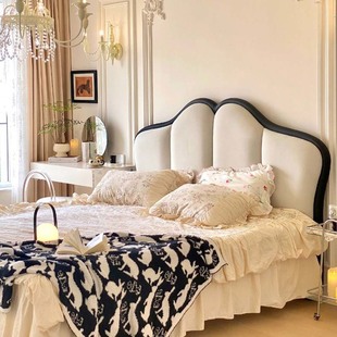 French Style Butterfly Bed Vintage Cream Style Princess Style Modern Simple Leather Bed Master Bedroom High-grade Light Luxury Double Bed