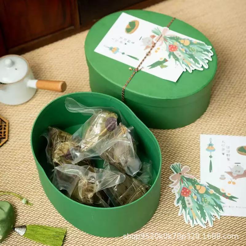 小红书推荐伴手礼礼盒椭圆形牛皮纸盒端午节伴手礼盒结婚礼盒批发