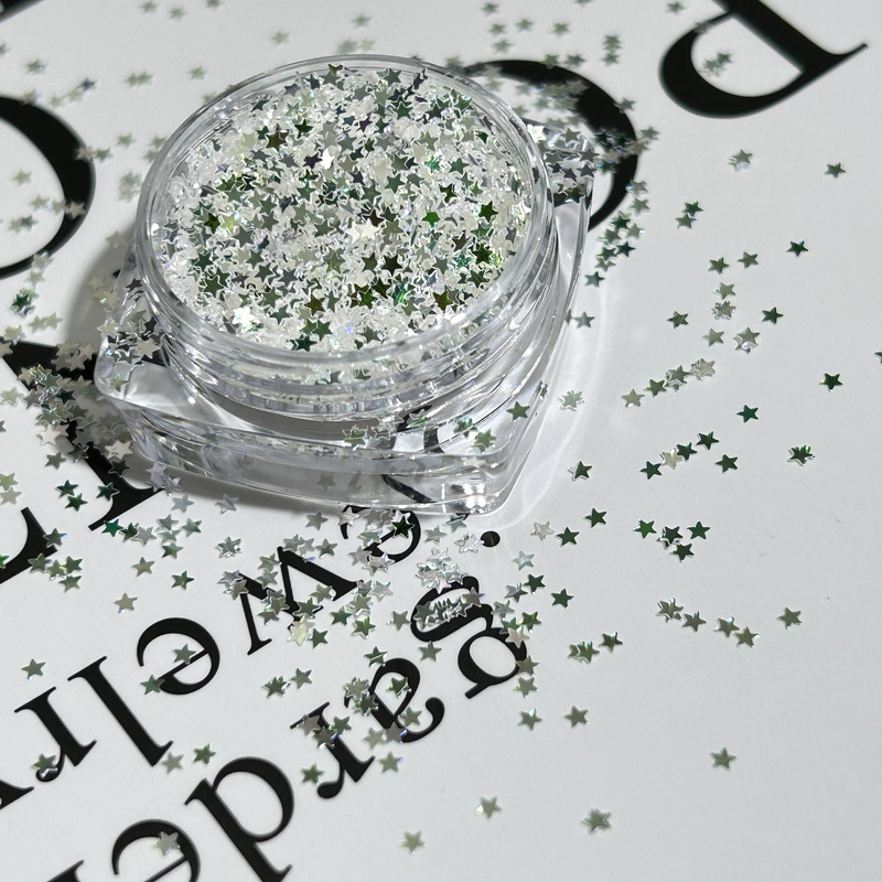 60 Types of High-Gloss Sparkling 1mm Five-Pointed Stars, Hearts, Circles, Wave-Shaped Glitter Mini Nail Art Decoration Stickers Materials