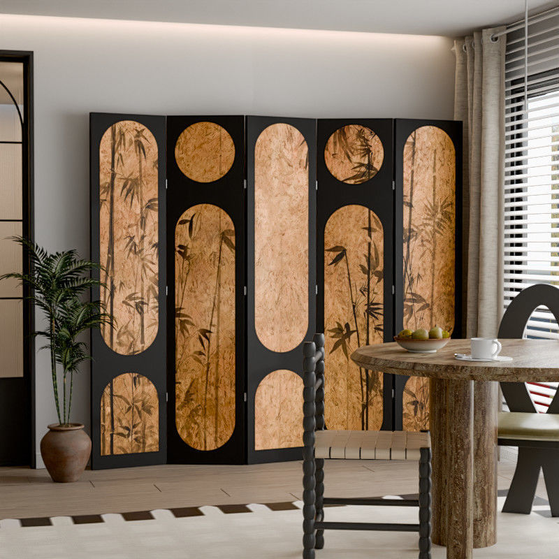 French-Style Vintage Folding Screen for Living Room Partition, Tea Room Divider, Guesthouse Retro Bamboo Background Decorative Folding Screen