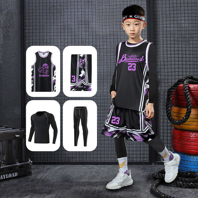 Basketball Winter Training Clothes Children's Jersey Basketball Boys Training Camp Base Inner Tight Four-piece Set Feiya Basketball Winter Training Clothes Children's Jersey Basketball Boys Training Camp Base Inner Tight Four-piece Set Feiya