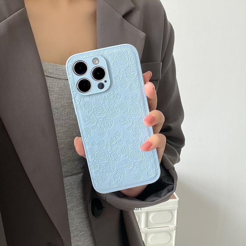 画面いっぱいの小さな花を圧印してiPhone16携帯ケースの単色シンプルなリンゴ15promax高級感を適用する|undefined