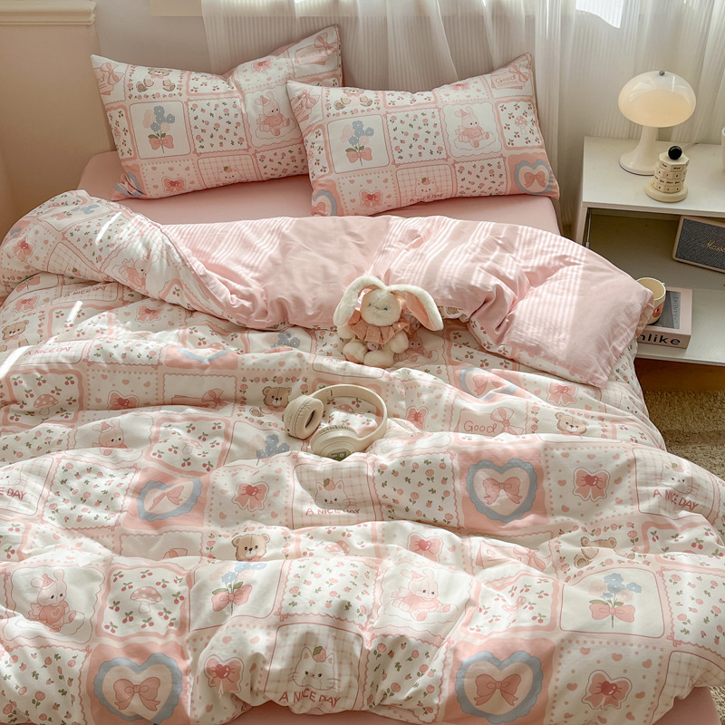 Todo el algodón otoño invierno doble hilo espesado cuatro piezas Xinjiang colcha de algodón de lana larga una cama de algodón puro cuatro piezas