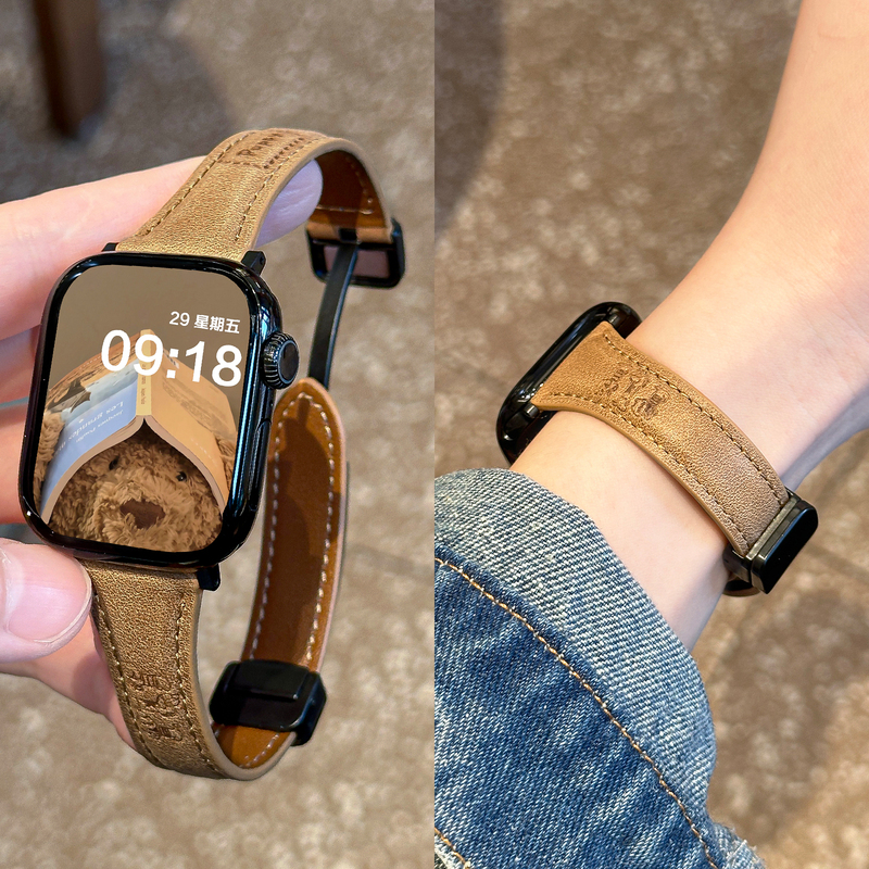 Meila Puppy Magnetic Leather Strap Suitable for Apple S11 Watch Iwatch10 Generation Applewatch987Se Meila Puppy Magnetic Leather Strap Suitable for Apple S11 Watch Iwatch10 Generation Applewatch987Se