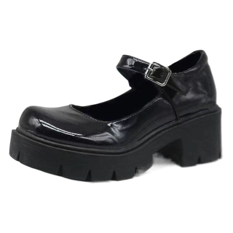 В наличии женские новые Мэри Джейн маленькие кожаные туфли со свиной талией Тонкий колледж ветер высокий каблук и толстая подошва JK форменная обувь Лолита