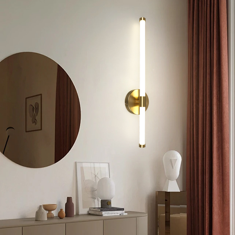 Lámpara de pared de línea moderna minimalista estilo europeo y americano sala de estar pared de fondo dormitorio lámpara de cabezal de cama pasillo lámpara 1 pieza