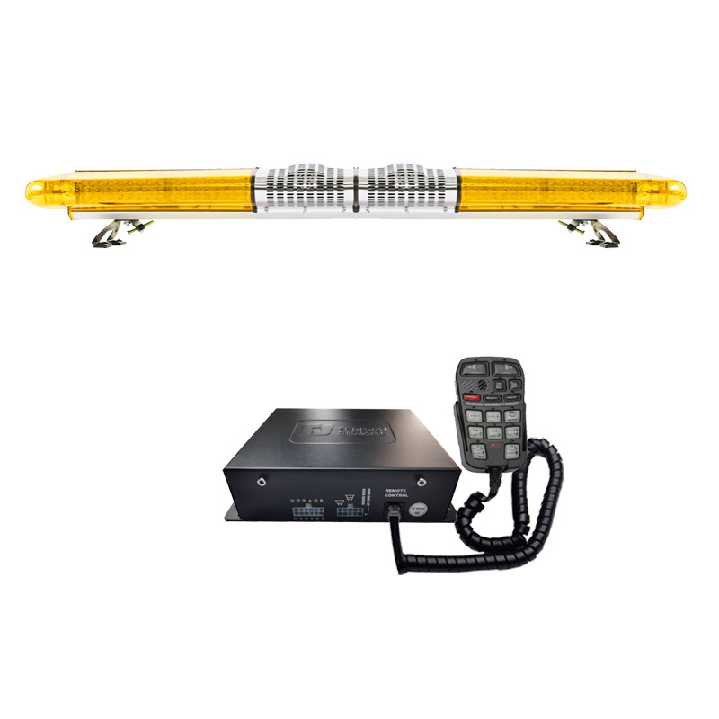 LED long row warning light 1.4m yellow flashing light car roof strobe light + dual speakers + MP3 siren 9400W