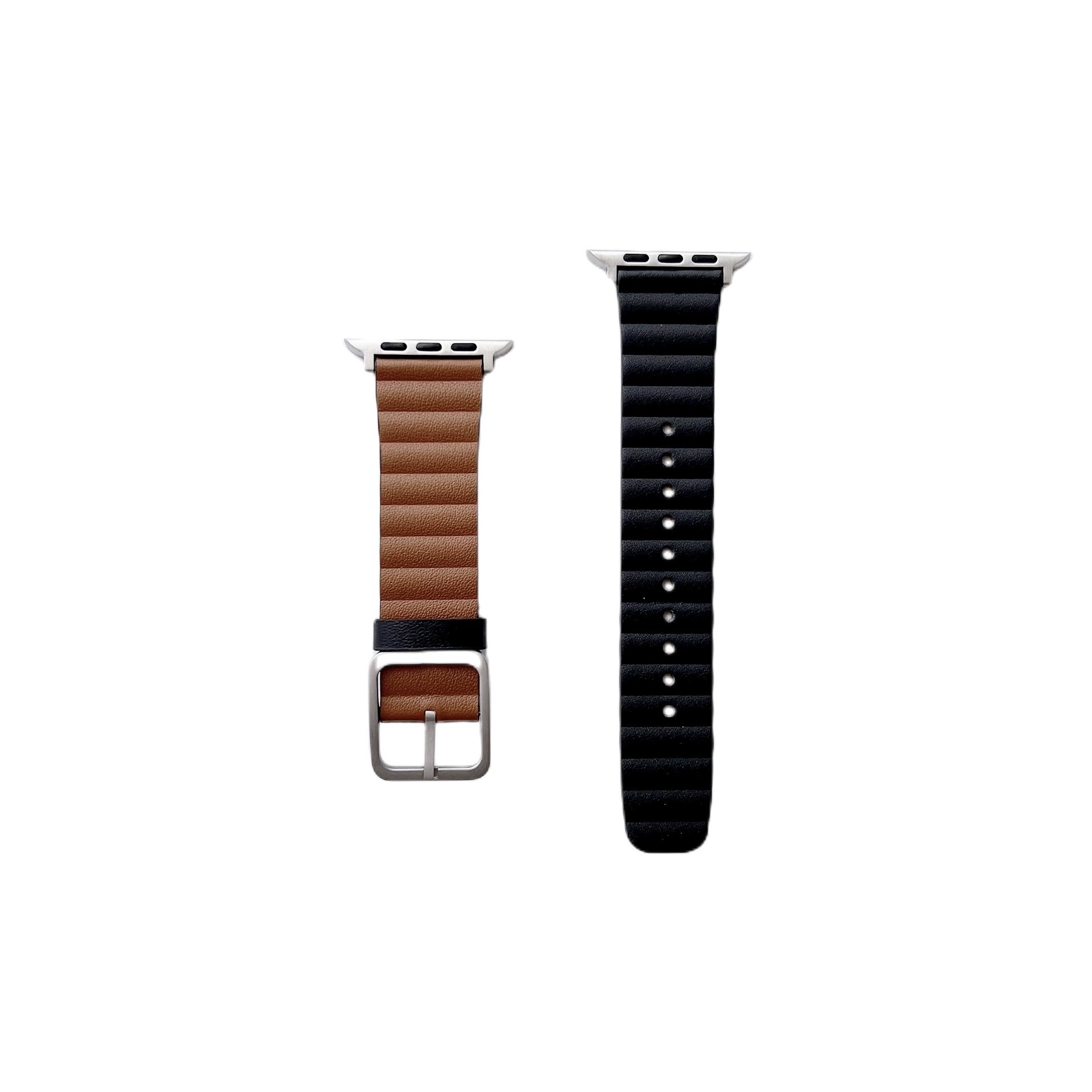 Apple double-sided bamboo watch strap, genuine leather with multiple color configurations