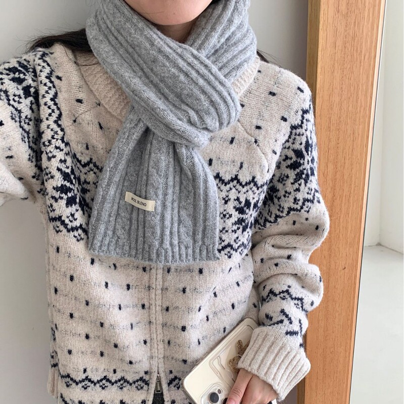 新款秋冬季女八字围巾羊毛混纺针织纯色甜美韩版百搭时尚保暖围脖|undefined