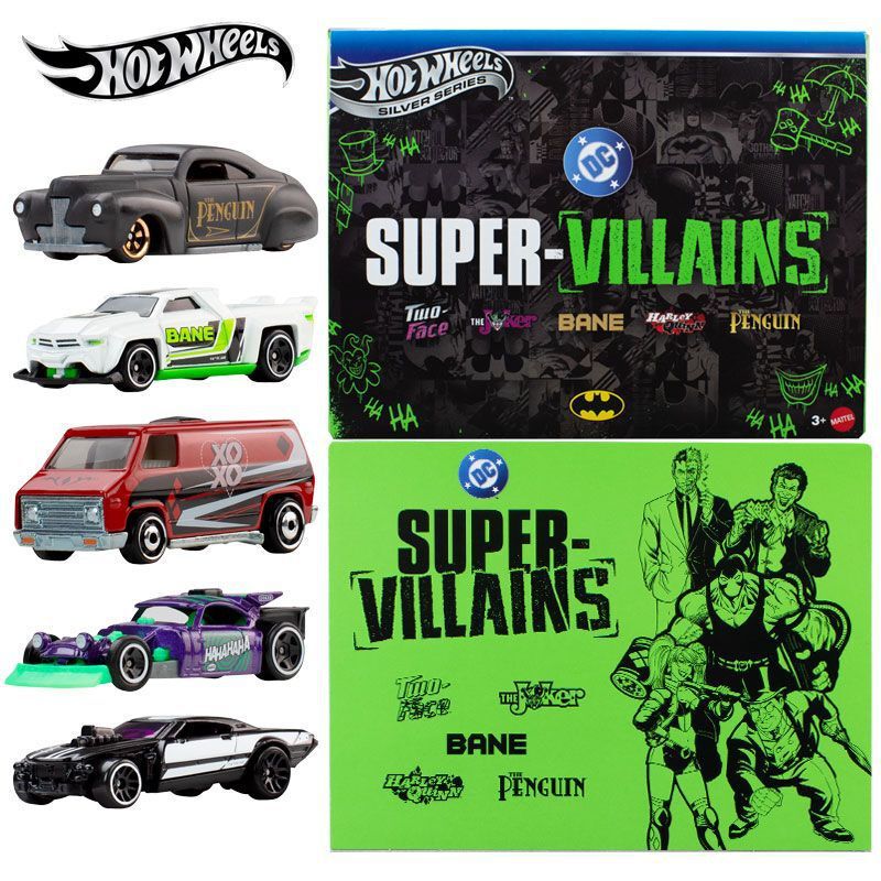 Hotwheels Genuine Hot Wheels Super Villain Batman Collectible Car Model Set Alloy Car Model Toy