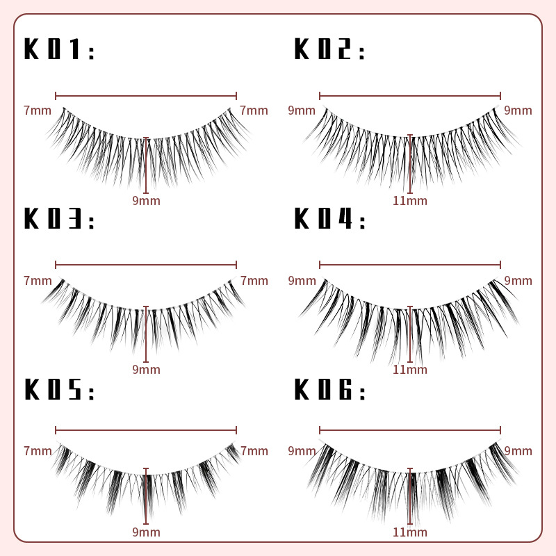 Eyelash Beauty Makeup K04 Eyelashes Natural Simulation Soft Light Air Sharpened Curly Transparent Stem 216 217