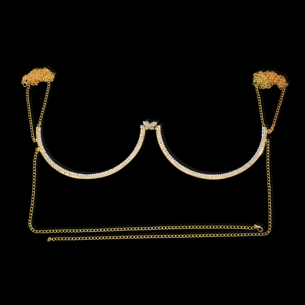 Europa y América sexy tendencia diamante mariposa pecho soporte transfronterizo joyería brillante rhinestone cadena del pecho cadena del cuerpo