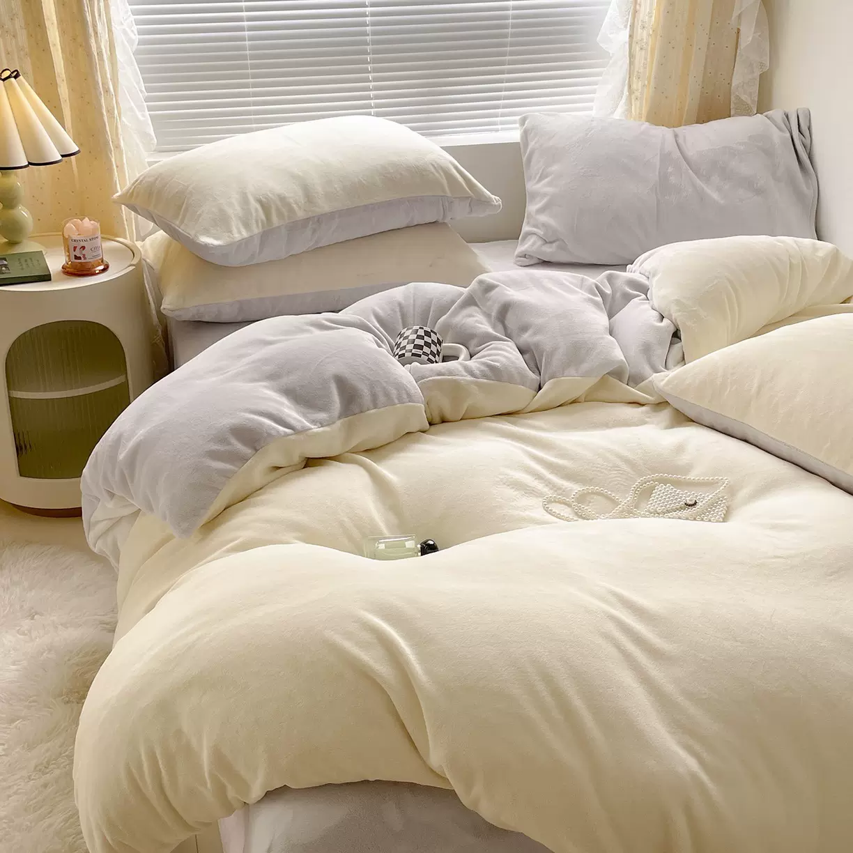 INS新款母婴双面绒加厚牛奶绒四件套床单被套宿舍三件套床上用品
