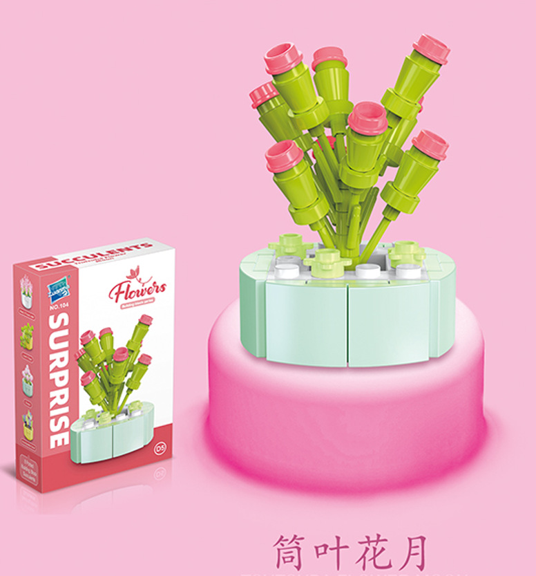 Diamante caballo bloques de construcción flor suculenta olla creativa ramo decoración compatible con Lego niños pequeñas partículas ensambladas juguetes al por mayor