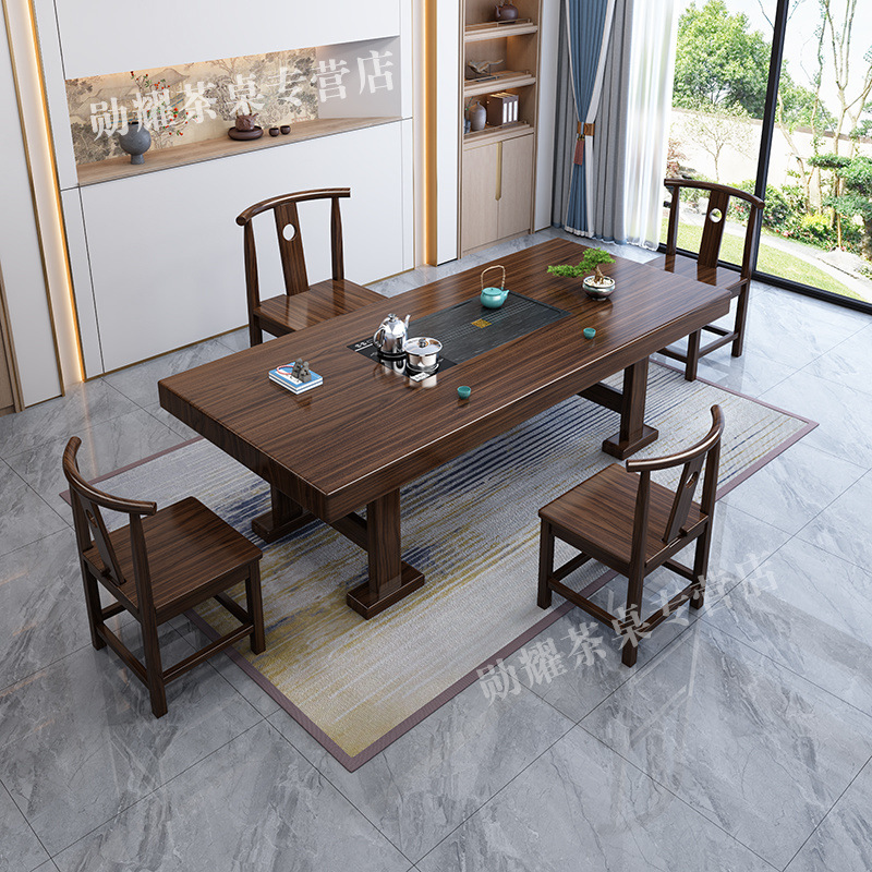 Nueva mesa de té china de madera sólida, mesa de té y silla, nueva mesa de té de oficina doméstica integral, mesa de té de kung fu