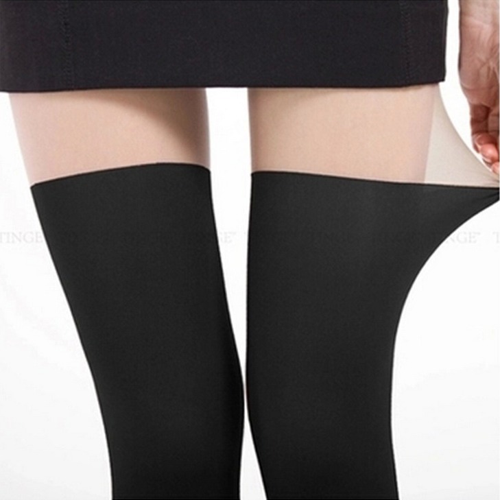 Factory price direct sales, college style Japanese stitched fake high-leg pantyhose, black ladies stockings above and below the skin