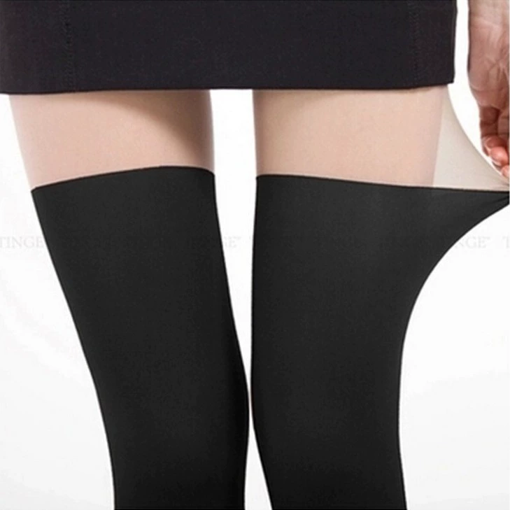 Thigh‑high tights Japanese style, skin 20 den + black 120 den, one size