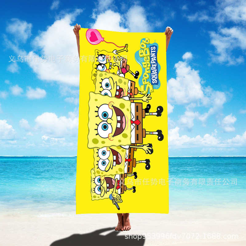 Amazon Hot Cartoon Digital Printing Beach Towel Yoga Fitness Sweat-absorbent Quick Drying Bath Towel Set