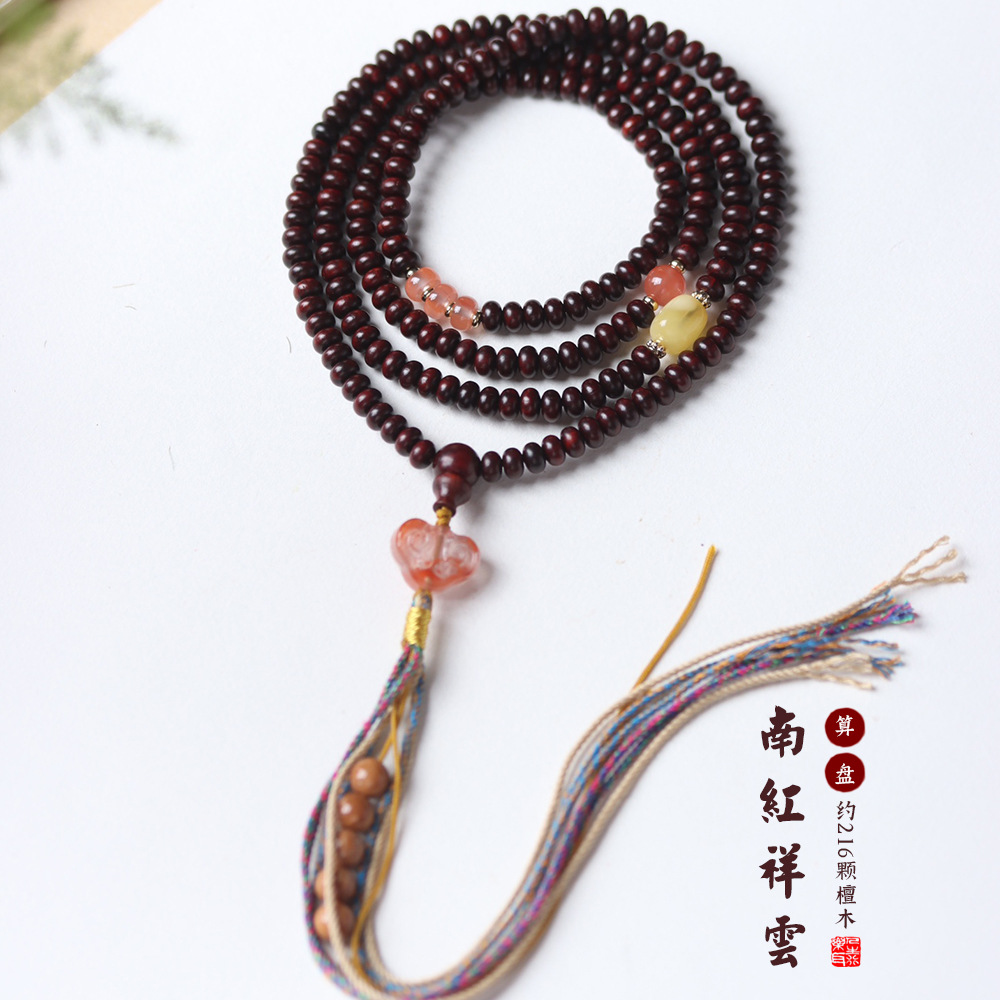 正宗印度小叶紫檀DIY设计款算盘珠子毛衣链南红男女手持脖挂项链