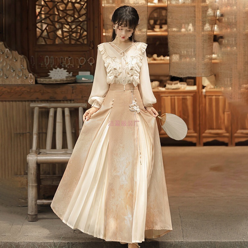 Original Design Autumn Style Chinese Fashion Women's Clothing Han Elements Hanfu New Chinese Style Slimming Top and Skirt Set Original Design Autumn Style Chinese Fashion Women's Clothing Han Elements Hanfu New Chinese Style Slimming Top and Skirt Set