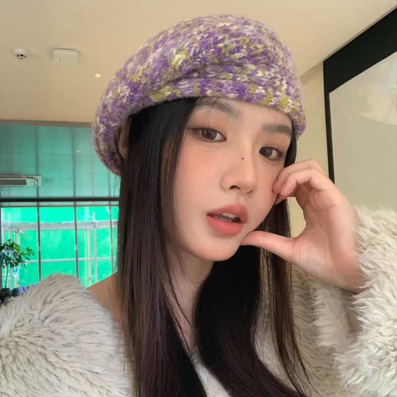 韩版冬季帽子女款加绒保暖针织毛线帽大头围贝雷帽时尚百搭堆堆帽|undefined