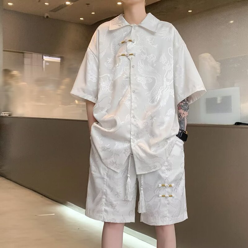 New Chinese-Style National Style Shorts and Shirt for Men, Two-Piece Set, New Summer Design, Loose Casual Sports Suit New Chinese-Style National Style Shorts and Shirt for Men, Two-Piece Set, New Summer Design, Loose Casual Sports Suit