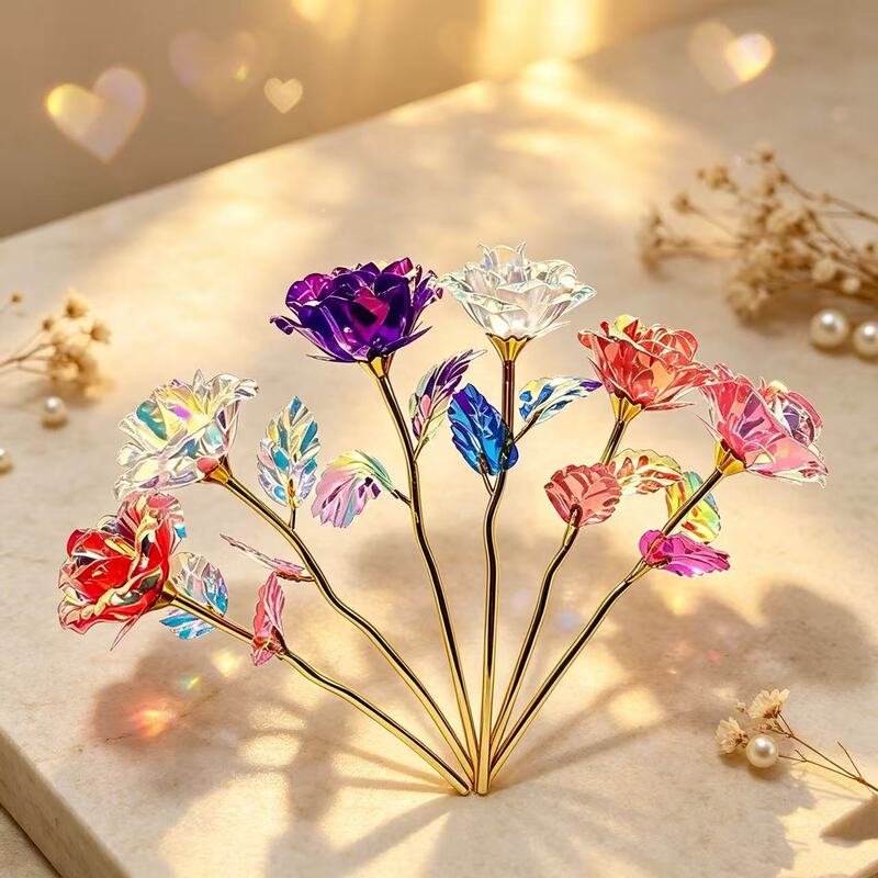 18cm Gold Foil Rose Flower, Single Colorful Everlasting Artificial Rose, Valentine's Day and Chinese Valentine's Day DIY Flower Material in Glass Dome 18cm Gold Foil Rose Flower, Single Colorful Everlasting Artificial Rose, Valentine's Day and Chinese Valentine's Day DIY Flower Material in Glass Dome