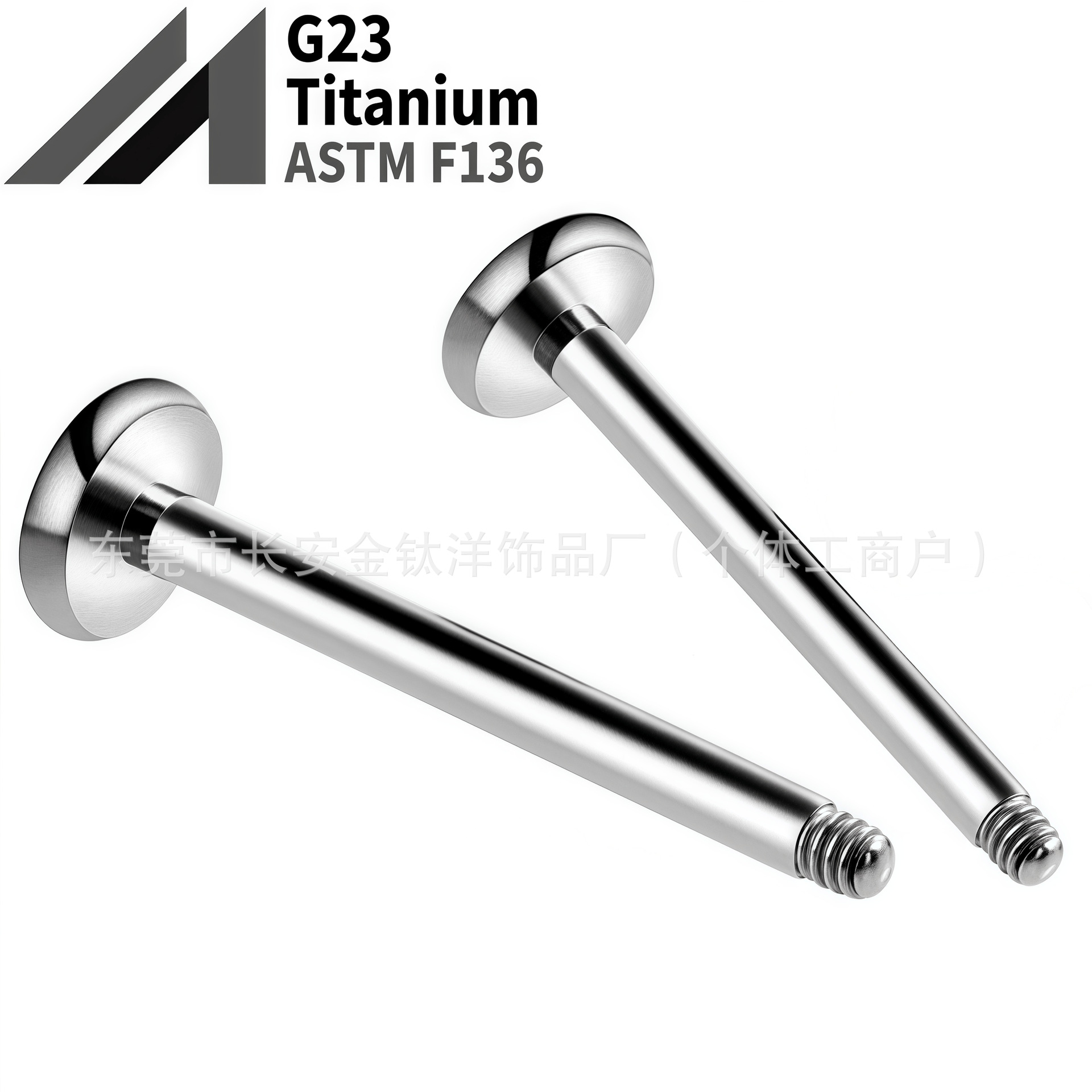 16G labret stud size and finish detail