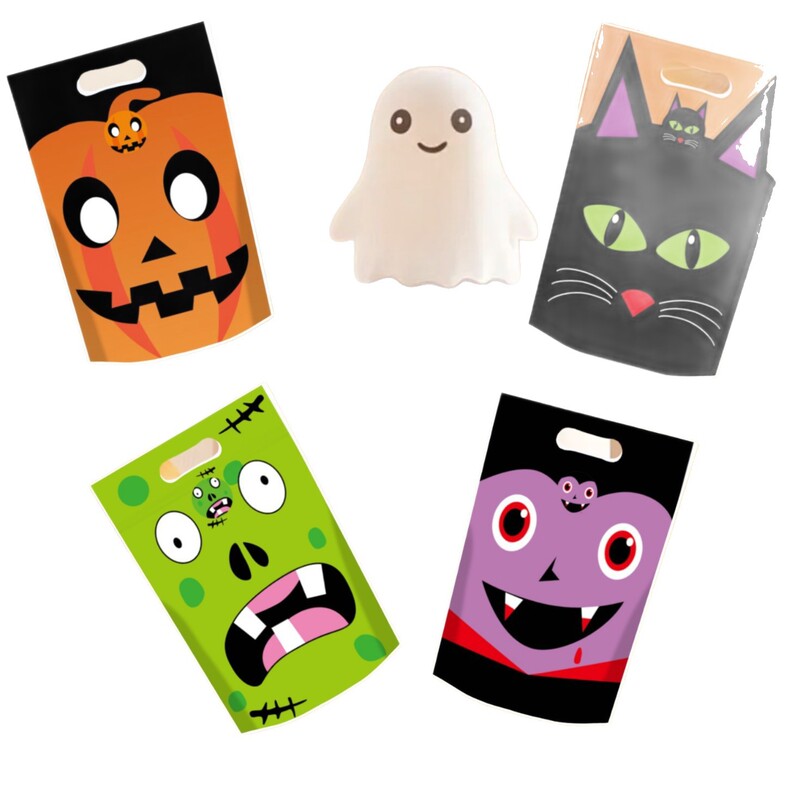 2025 新しいハロウィンキャンディバッグハロウィントートバッグ漫画パターンハンドバッグハロウィンギフト包装袋|undefined