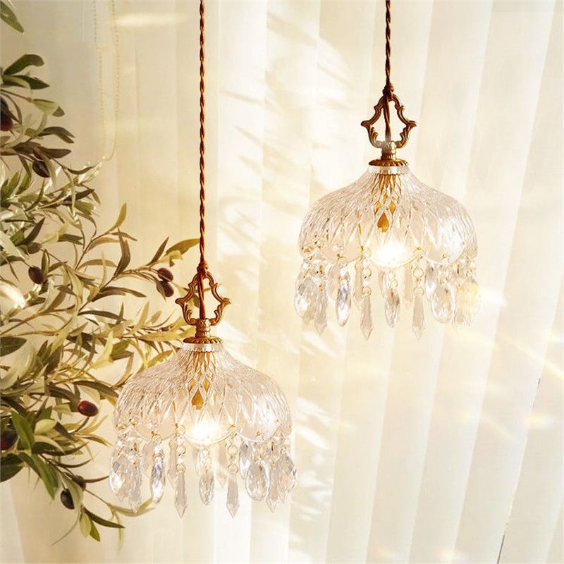 French Retro Light Luxury Crystal Chandelier Aisle Entrance Bedside Balcony Corridor Cloakroom French Wall Lamp Fixtures