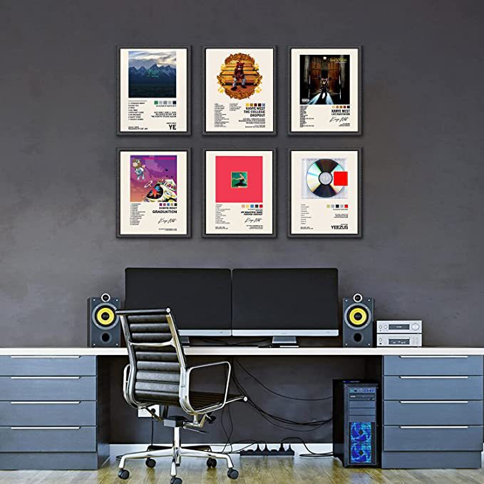 Kanye West album cover poster canvas painting frameless painting Retro Bar Cafe decorative painting core