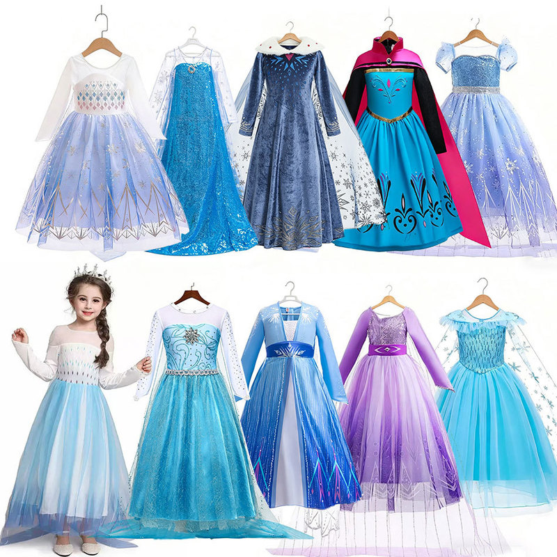 Frozen Elsa Princess Dress Elsa Sequin Snowflake Long Cape Children's Performance Elsa Gown Frozen Elsa Princess Dress Elsa Sequin Snowflake Long Cape Children's Performance Elsa Gown