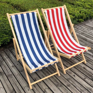 Solid Wood Beach Chair Folding Lounge Chair Lunch Break Portable Balcony Folding Chair Home Leisure Canvas Chair Outdoor Lanqi