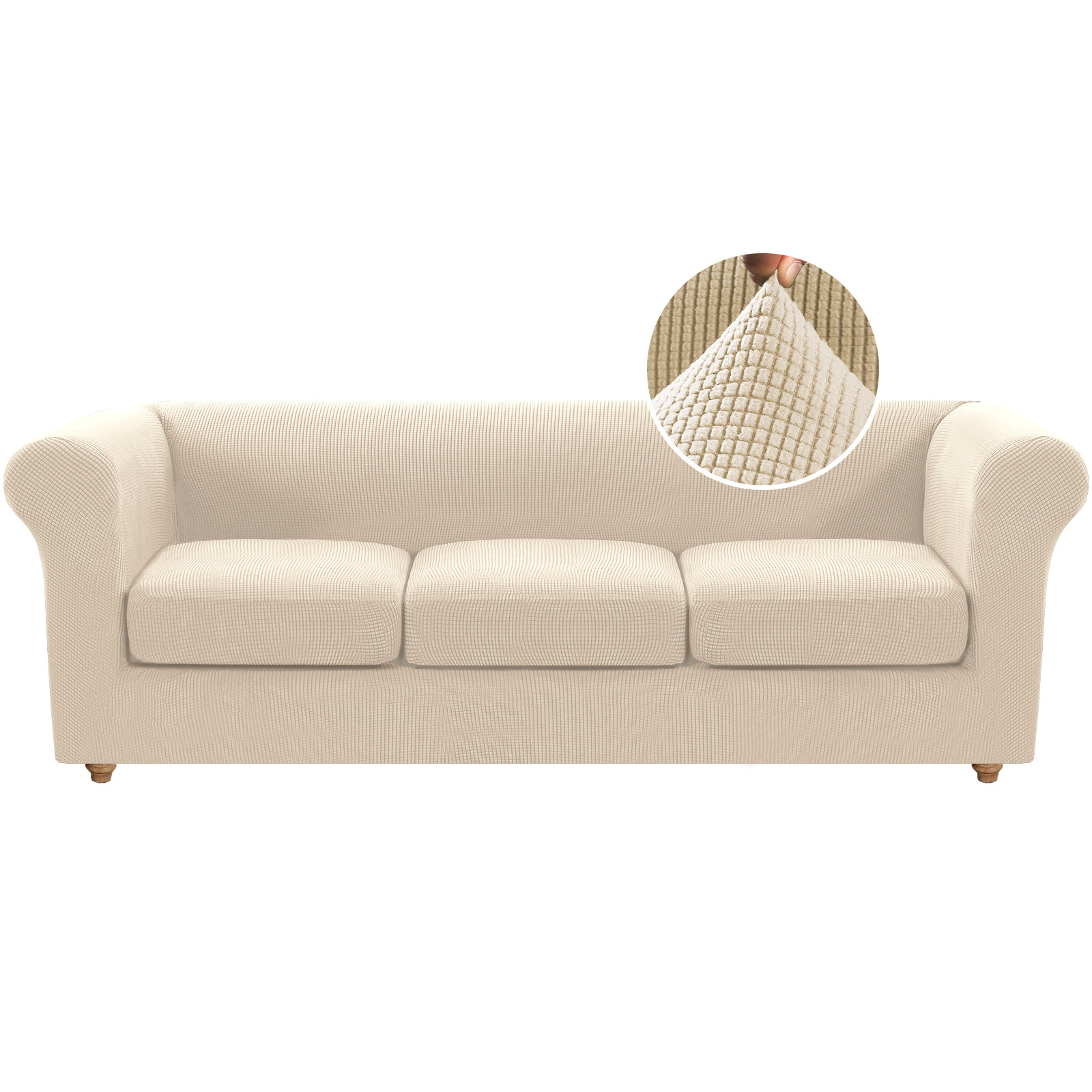 Ananas retro vattentätt och smutsavvisande heltäckande sofföverdrag med platt rygg, hög elastisk helklädsel_voghion.com