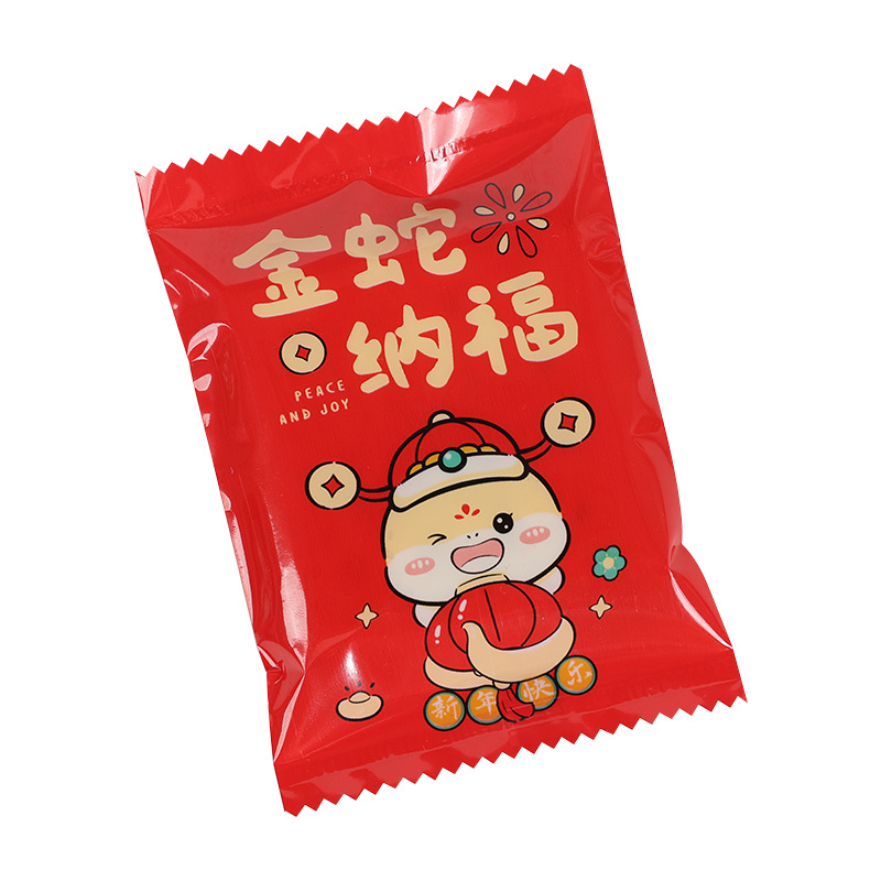 Galletas de Año Nuevo, leche de fecha, bolsas de nieve, bolsas de galletas de color, bolsas de caramelo de nougat, bolsas de sello de máquina