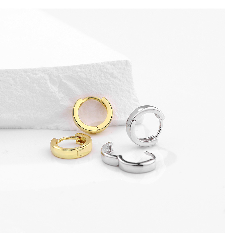simple S925 sterling silver glossy hoop earrings female wholesale