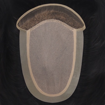 Men's Hairpiece Real Hair Replacement Block Fully Handmade Needlecraft Front Lace Bio-Edge Hair Block