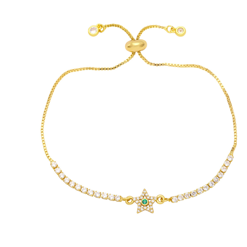 10g Weight 18K Gold Plated Plating Material Zircon Inlay Material Bracelets Classification Copper Material Star Pattern Women'S Gender Fashion Style Fashion Copper Xingx Bracelet Zircon Copper Bracelets 5